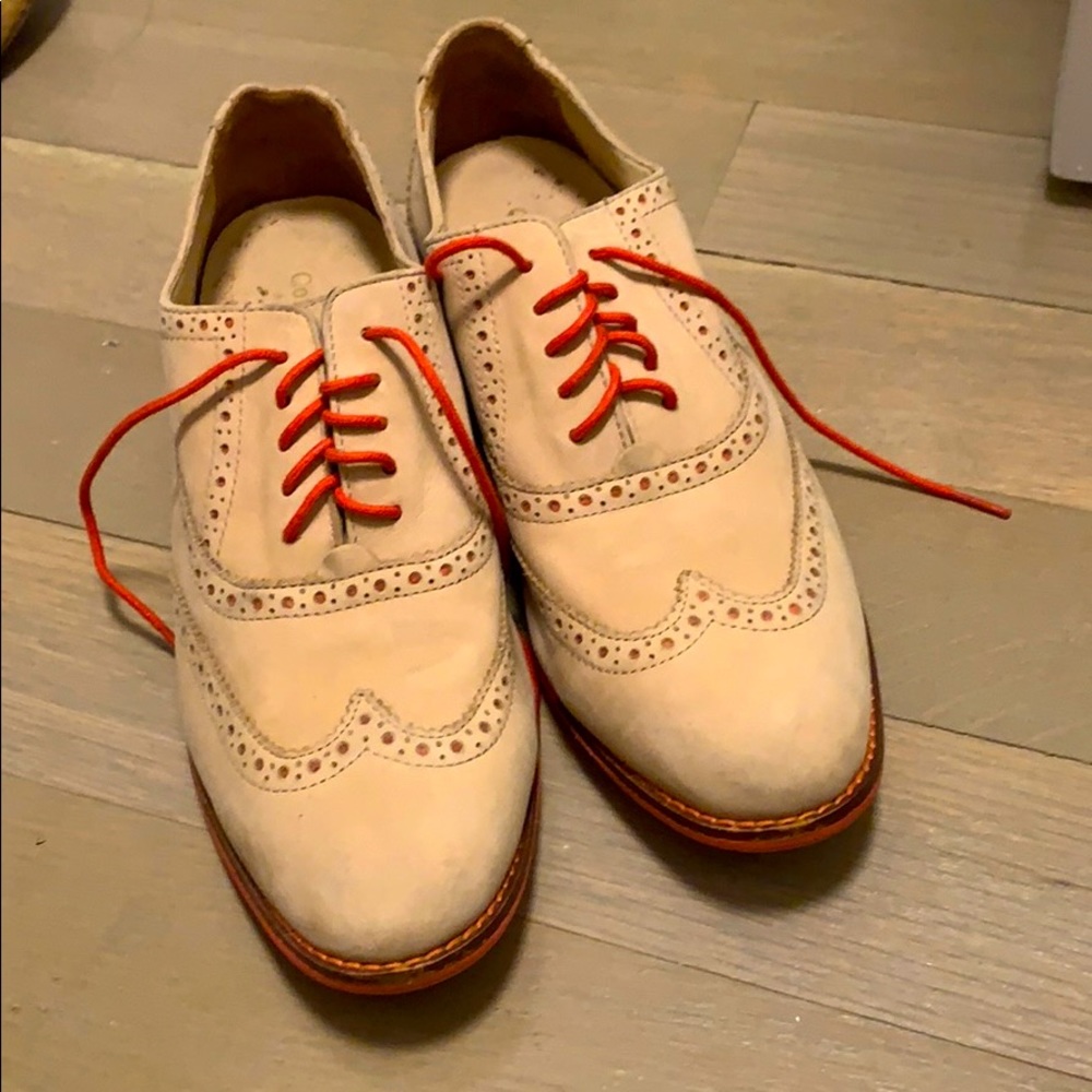 Cole Haan tan/coral Oxfords